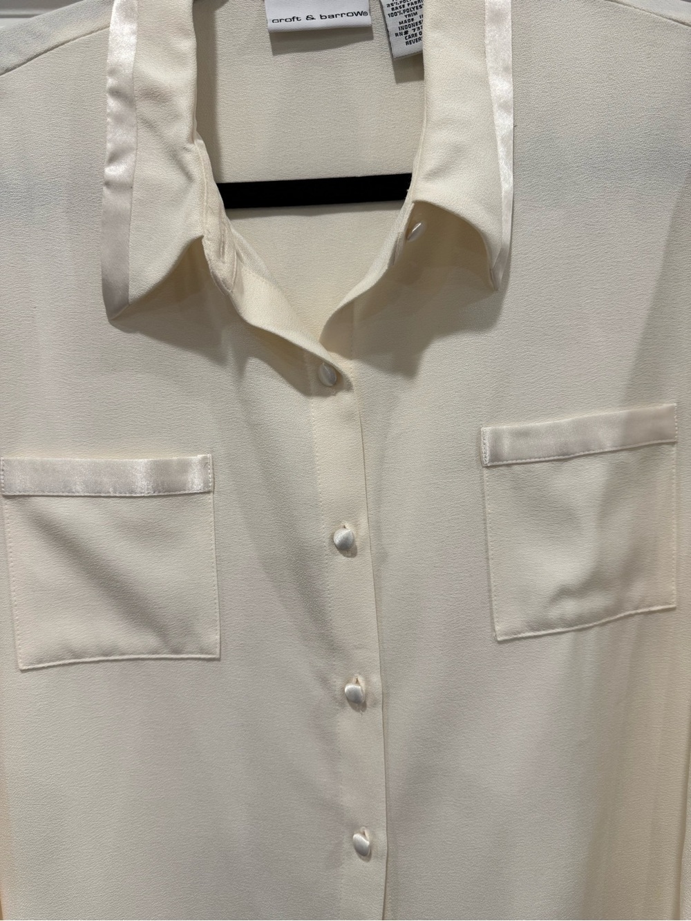Cream Satin-Trim Blouse - Picture 5 of 9